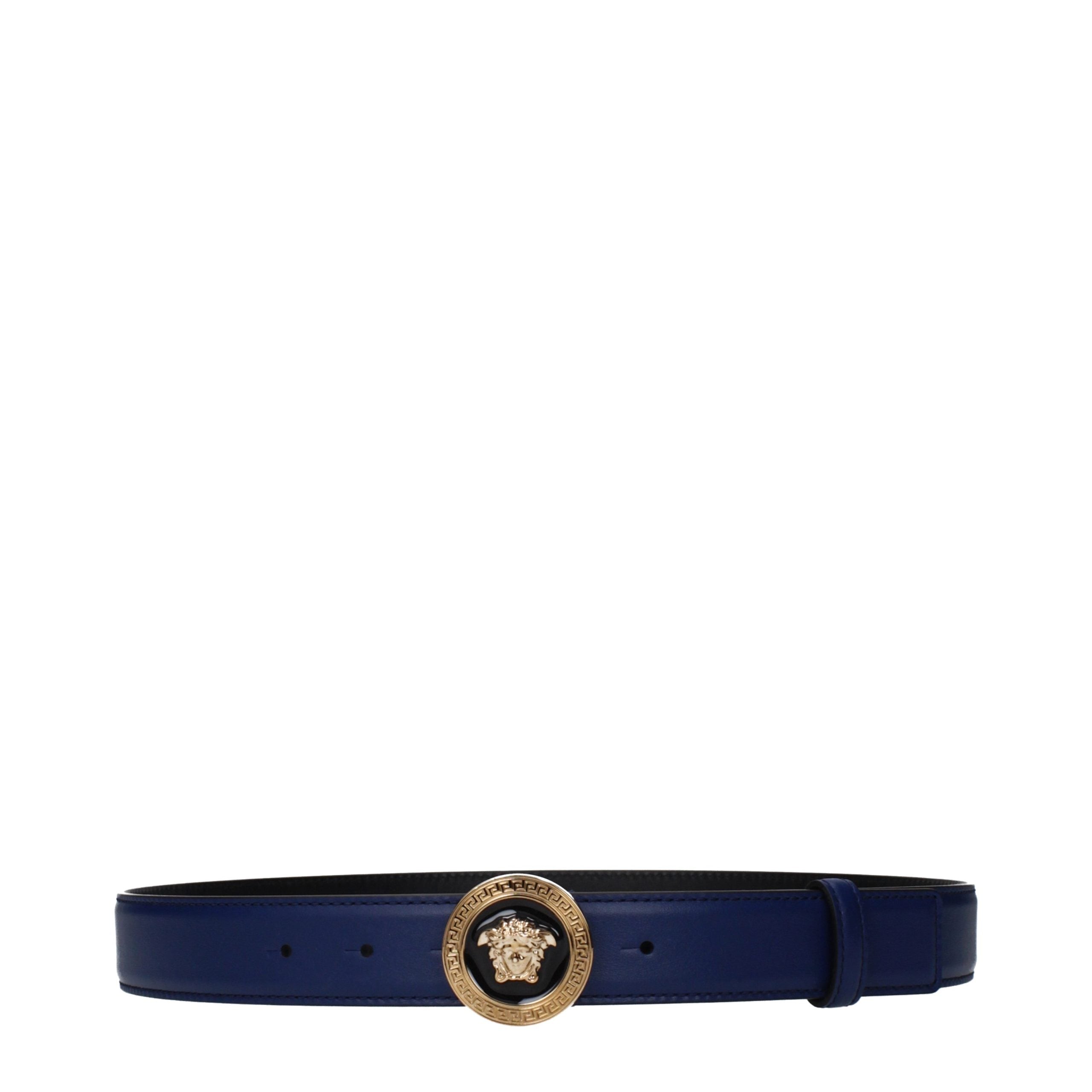Versace Blue Leather Regular Belt
